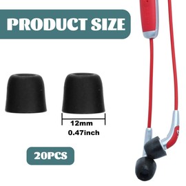 JEYORZY 20 pieces replacement earplugs, ear buds set, headphones rubber attachments, headphones earplugs, replacement pads, headphone attachments, in-ear, compatible with most in-ear headphones, black