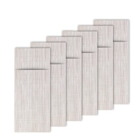 Westmark 6 Napkin / Cutlery Pockets, 24 x 9 cm, Synthetic, Saleen Edition: Linen, Beige/White, 01210004250