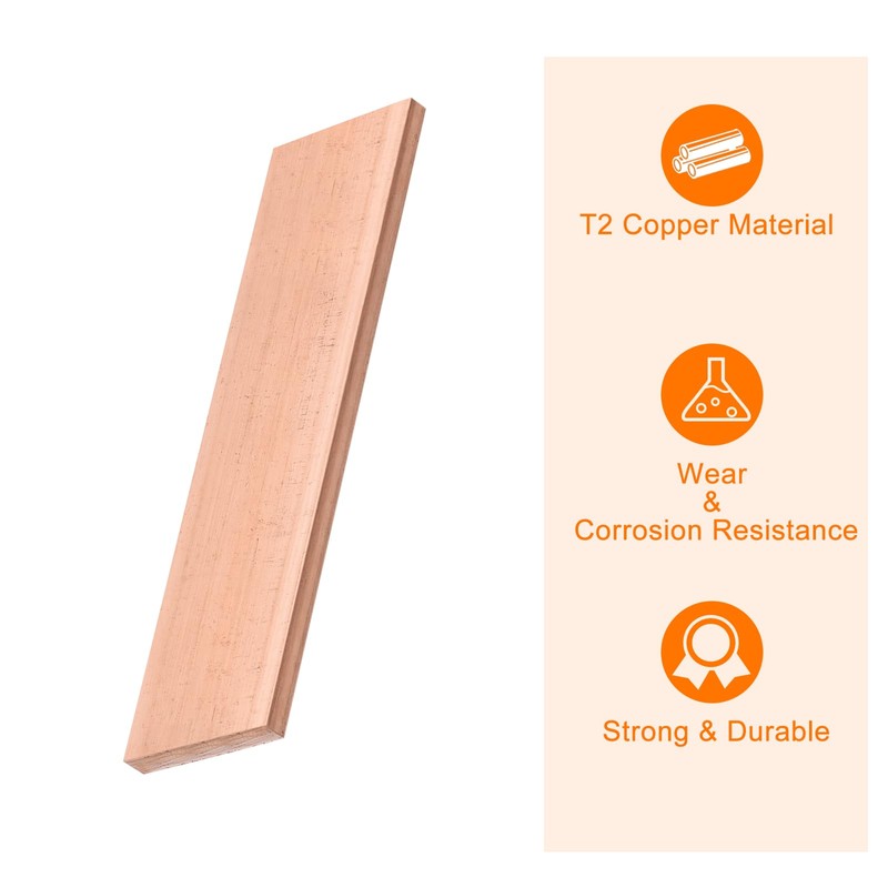 sourcing map Copper Flat Bar, 0.2" Thickness x 1.57" Width