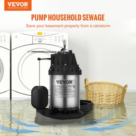 VEVOR Submersible Sump Pump Water Pump 1/2 HP 4320GPH Cast Iron Steel Basement - 0.5 hp