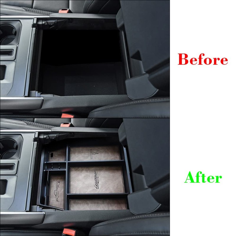 BestEvMod Storage Box Organizer Center Console Tray with Vegan Leather