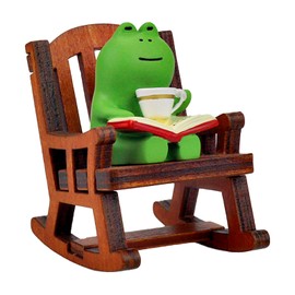 Refintural Miniature Frog Figurines - Funny Frog Sculpture for Shelf, Desk Decoration - Frog Desk Accessories - Perfect Cute Frog Gift for Frog Lovers（Rocking Chair）