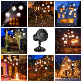 Christmas Snowflake Projector Light Outdoor Waterproof Dynamic Snowflake Snowfall LED Projection Lamp Adjustable Landscape Lighting for Christmas Xmas Holiday Party