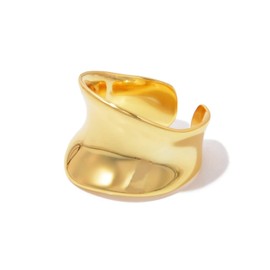 Naru 925 Silver Wide Plate Ring, Adjustable Size, Men's, Women's, One Size Fits Most, Simple, Stylish, Cute, Matching Couples, Popular Brand, Silver, 18K Gold Plated, Gold, Sterling Silver