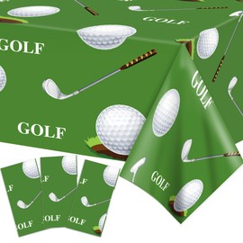Adirasenotek 3Pcs Golf Party Tablecloths,Sports Themed 87" Lx51 W Rectangular Plastic Table Covers,Kids' Party Disposable Tablecloths for Decoration,Birthday Party,Baby Showers
