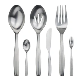 Gourmet Settings - 5-Pieces Hostess Silverware Set - Beam Collection - Polished Stainless Steel Flatware Serving Set - Kitchen Utensils Knife/Fork/Spoons (36-081)