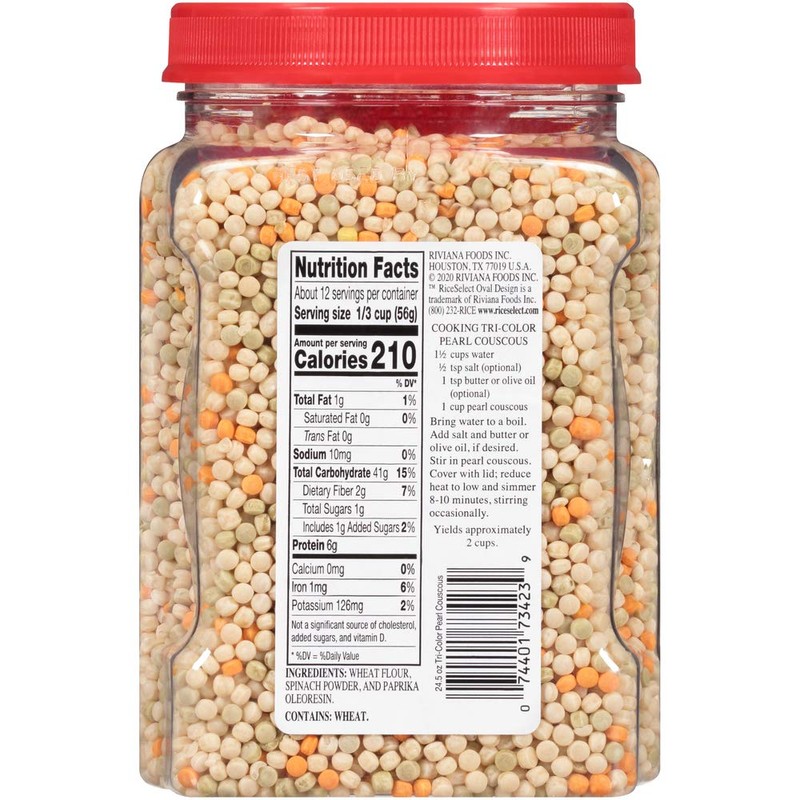 RiceSelect Tri-Color Pearl Couscous, Israeli Couscous, Non-GMO, 24.5 oz (Pack