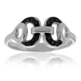 VIR JEWELS 1/6 cttw Black Diamond Ring in .925 Sterling Silver with Rhodium Plating Size 7