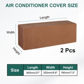 PATIKIL 37" Air Conditioner Cover, 2 Pack Indoor AC Cover Knitted Dustproof Dust Covers for Wall-Mounted Split Air Conditioners, Brown
