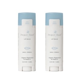 Project Reef Herbal Peppermint Lip Balm – Vegan, Reef-Safe & Hydrating Lip Care with Organic Peppermint, Shea Butter & Vitamin E – Natural Sunburn Relief & Daily Care, 0.15 oz, 2 Pack