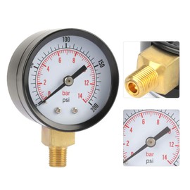 LiebeWH Pressure Gauge, 0-200psi/0-14bar Base Entry Pressure Gauge NPT 1/8 Inch for Water Air Oil