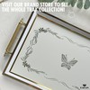 Hakan Rectangular Decorative Serving Tray 19x11.5-inch White-Butterfly with Glass Surface,