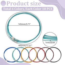 UNICRAFTALE about 60Pcs 6 Colors Stainless Steel Wire Necklace 44.5cm Wire Necklace Choker Necklace with Brass Screw Clasp Wire Necklace Chains Wire Necklace Cord DIY Jewelry Making 14.5cm Diamater