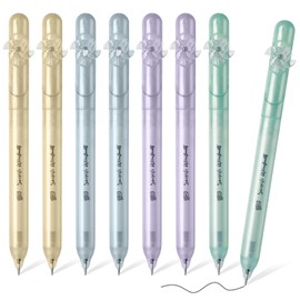 BAYTORY 8Pcs Rotatable Black Gel Pens, 0.5mm Fine Point Pen, Quick Dry Aesthetic Pens, Smooth Writing for Journaling, Office School Home Work (Pinwheel)