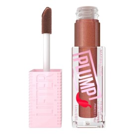Maybelline Lifter Plump Brillo Labial Voluminizador, Maquillaje para Labios con Efecto Relleno Instantáneo, Fórmula con Chile y Maxi-Lip, Acabado Brillante, Tono Cocoa Zing, 5.4 ml
