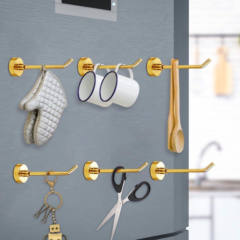 XIHIRCD 6pcs Gold Magnetic Hooks, 1.7lb 3 Inch Long Heavy