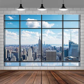 7X5ft Office Photo Backdrop Photography Background for Video Conference, Podcast Window Zoom Backdrops for Home Office Photo Booth Prop Decorations Wall Decor Tablecloth