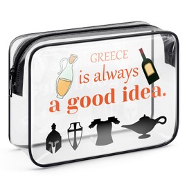Greece Travel Gifts Makeup Bag Greece Gifts for Friends Sister Europe Travel Gifts for Girls Women Greece Souvenirs Greece Vacation Gift PVC Cosmetic Bag Graduation Gift Clear Zipper Toiletry Pouch