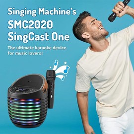Singing Machine SingCast One Karaoke Machine with Bluetooth & Wireless Microphone Audio Smartphone