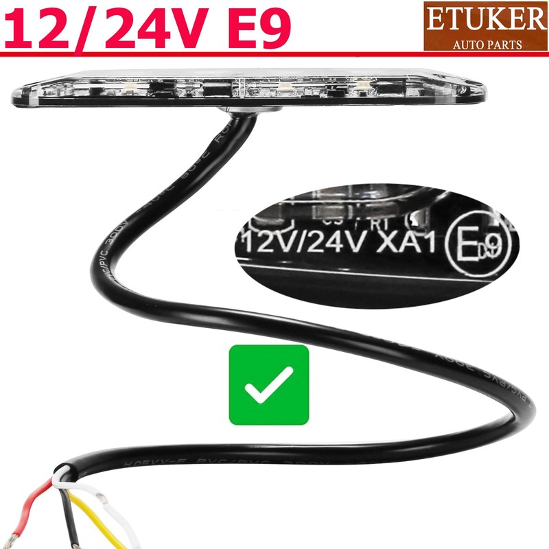 ETUKER 2 x 6 LEDs Front Flasher Orange 12/24 V