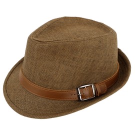 Simplicity Womens Hats Panama Style Fedora Straw Sun Hat with Leather Belt Mens Casual Hats Womens Beach Hat Cuban Hats for Men, Dark Brown, LXL