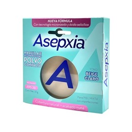 ASEPXIA Maquillaje en Polvo Tono Beige Claro, Acabado mate, absorbe y controla la grasa, unifica el tono de la piel, sin sensacin grasosa, Proteccin  