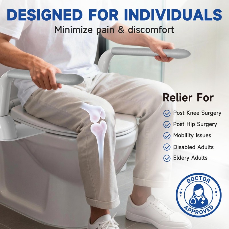DOZAWA Toilet Safety Rails for Seniors, Heavy Duty Foldable Assist