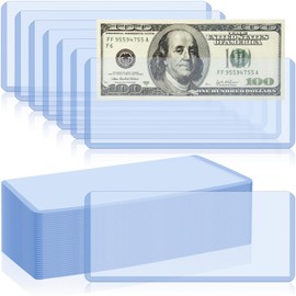 SOKOSEY 30 Pack Dollar Bill Sleeves - 6.8" x 2.9" Clear Currency Sleeves, Hard Plastic Waterproof Money Holders, Dollar Bill Display Case, Currency Protectors, Organizer for Collectors