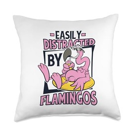 Pink Big Flamingo Pants Stuffed Animal Plush Gifts Easily Distracted American Lesser Flamingo Throw Pillow, 18x18, Multicolor