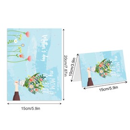 CC HOME Gift for the Best Mother Greeting Cards, 24-Piece Set of Mother's Day Themed Greeting Cards, Folding Postcards with Envelopes and Stickers, 8 Styles, for Mother's Day, Birthday, Christmas etc