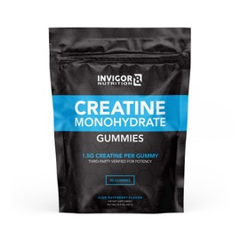 INVIGOR8 Creatine Gummies, Non GMO Creatine Monohydrate for Men and Best Creatine for Women, 4.5 Grams of Creatine Per Serving 90 Gummies, Halal Gluten Free Vegan, Low Sugar, Blue Raspberry | INVIGOR8