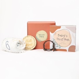 Seesaw Sprouts Baby's First Year Keepsake Journal Gift Set | Milestone Blanket, Birth Announcement Nameplate in a Gift Box —Beautiful Gender Neutral Boho Gift for Expecting Moms, Dads & Baby Showers