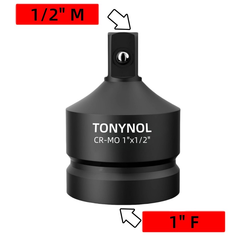 TONYNOL Impact Socket Adapter 1" F to 1/2" M,Cr-Mo Steel,