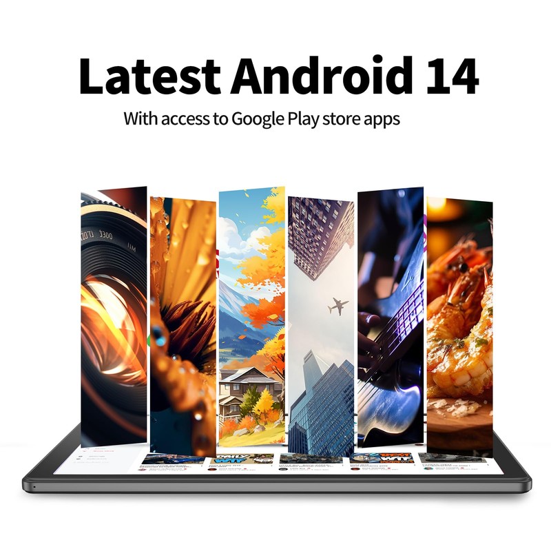 PRITOM Tablets 10 inch, TAB10 Android 14 Tablet, Quad-Core, WiFi,