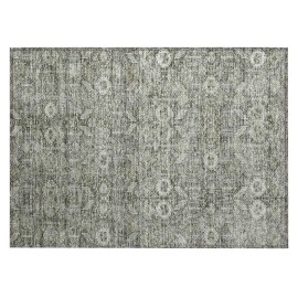 Homeroots 2' X 3' Cream and Tan Floral Washable Non Skid Indoor Outdoor Area Rug