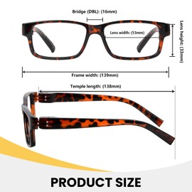 GTSY Metalless Screwless Spring Hinges 6 Pack Reading Glasses Vintage Readers for Women Men +1.25