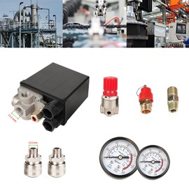 Pressure Switch Air Compressor Pressure Regulator Compressor with Pressure Gauge Pressure Switch Compressor Air Compressor Control Valve Regulator (White)