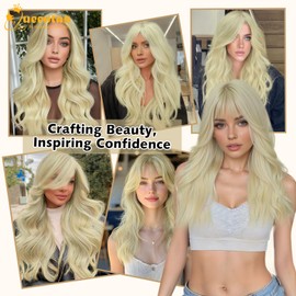 QUEENTAS Blonde Haarteile für Dünner Werdendes Haar, 19 Zoll, Gewellt, Synthetisch Oder für Frauen (Blond)
