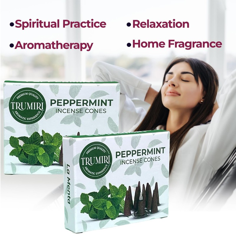 Peppermint Incense Cones - Total 60 Cone Incense - Six