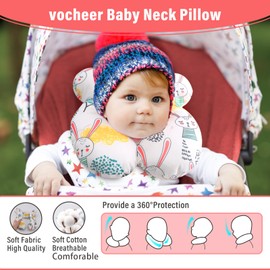 vocheer Baby Travel Pillow(Upgraded), Head and Neck Support Pillow for Pushchair, Car Seat,Stroller s for 0-12 Months(Rabbit)…