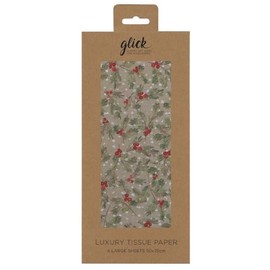 Golden SPRIGS Christmas Glick 4 Sheets Tissue Wrapping Paper 50 x 75 cm