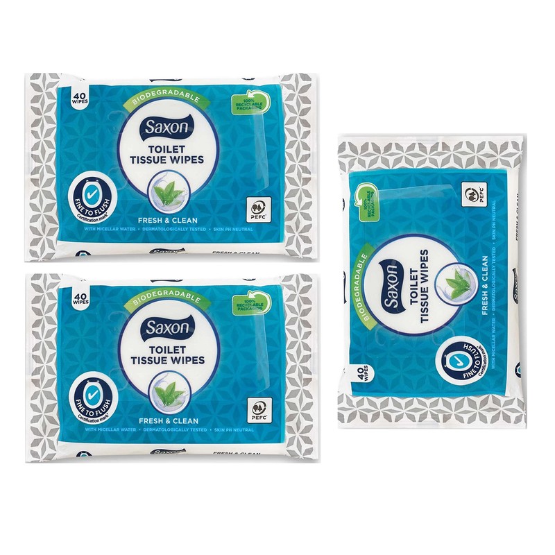 Toilet Tissue Wipes Biodegradable, Normal/Sensitive, Fresh and Clean with Micellar