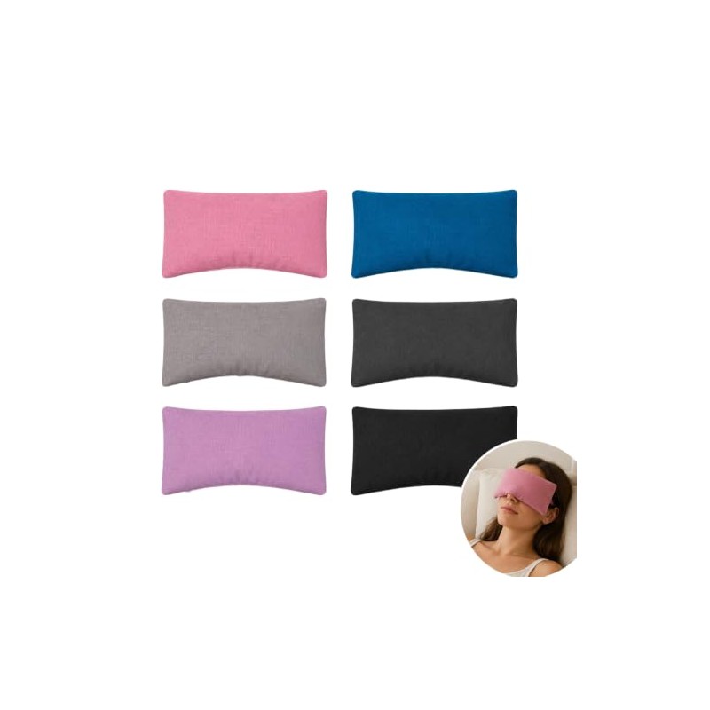 TUYUU 6 Pack Washable Cotton Eye Pillow Covers, Removable Zippered