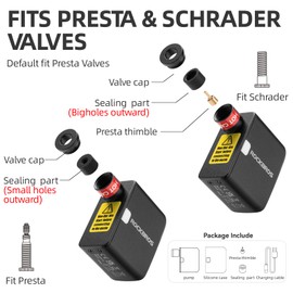 ROCKBROS Mini Electric Tire Pump Portable Bike Pump 100PSI Bike Tire Inflator 300mAh Air Pump with Presta and Schrader Valve Aluminium Bicycle Pumps for All Bikes