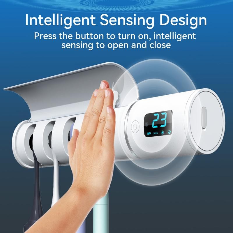 Toothbrush Cleaner, Toothbrush Sanitizer, UV-C Rechargeable Wall Mounted Toothbrush Holder