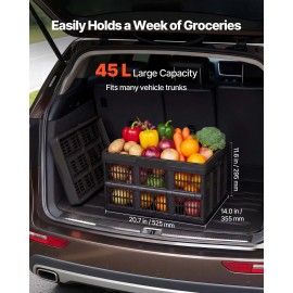 45L Plastic Collapsible Storage Bins 3-Pack Stackable Folding Storage Crates with Handles Holds 33 Lbs Per Bin Foldable Hecolor: Black Color
