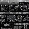 NBTEPEM 27 PCs Black Bling Car Accessories Set for Women,