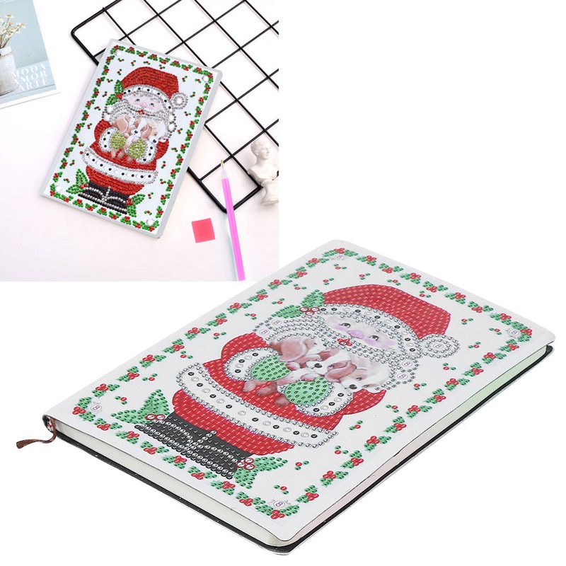 DIY Christmas Santa Claus Pattern Diamond Painting Notebook Kits Decoration
