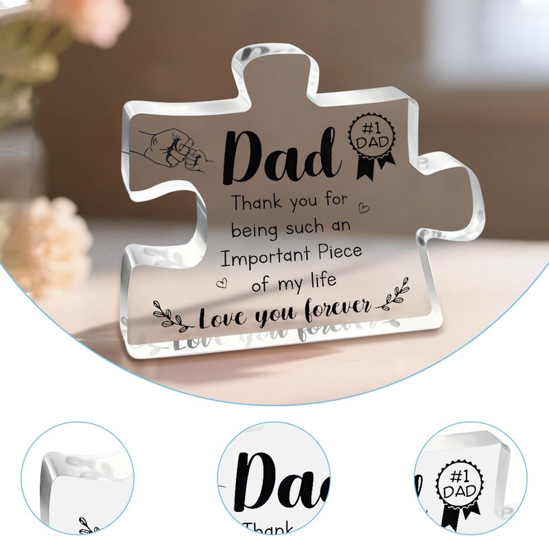 1PCS Puzzle Shaped Acrylic Plaques Daddy Birthday Gifts, Dad Gift