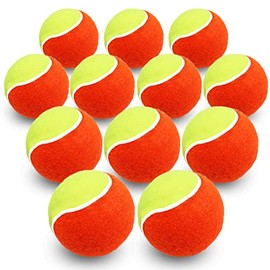 Kids Tennis Balls 12 Pack Orange Low Compression Stage Pressureless Bulk Training Tool for Youth Beginners Practice (12 Pack-Orange)